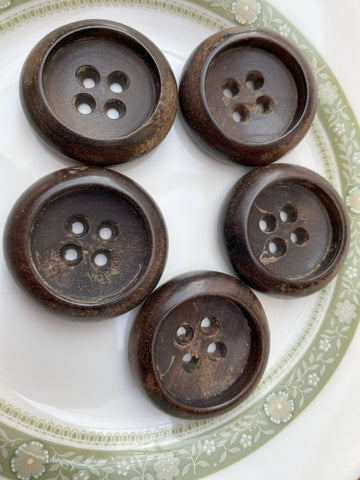 Vintage 1980's 35mm Round Wooden Rimmed Buttons - Premium Buttons from Smart as a button - Just £0.50! Shop now at Smart as a button