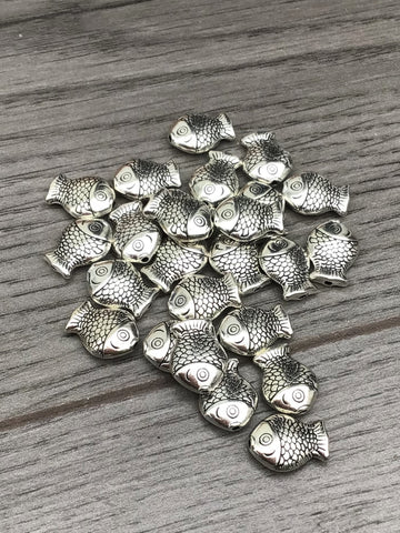 Tibetan Silver Fish Beads 14mm x 11mm - Premium  from Smart as a button - Just £2.50! Shop now at Smart as a button