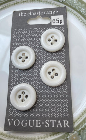 Pack of 4 Vintage White 4 Hole Buttons - Premium Buttons from Smart as a button - Just £1.75! Shop now at Smart as a button