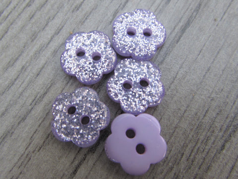 15mm Lilac Glitter Flower Buttons - Premium Buttons from jaytrim - Just £0.60! Shop now at Smart as a button