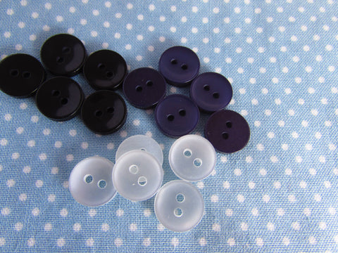 Shirt Buttons Pack 10 11mm 2 Hole Shirt Button in Navy, Black or White - Premium Buttons from Smart as a button - Just £2.50! Shop now at Smart as a button