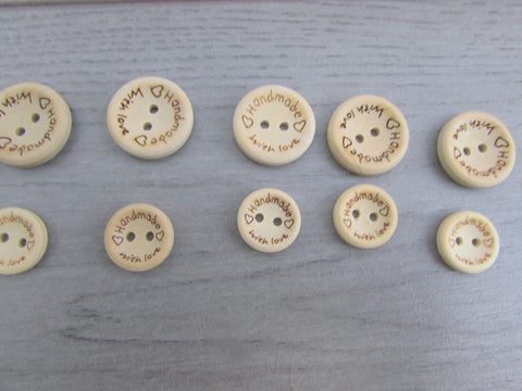 15mm & 20mm Handmade with Love Buttons - Premium from Smart as a button - Just £0.45! Shop now at Smart as a button