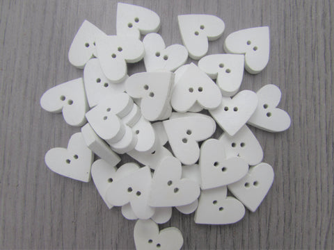 19mm White Heart Buttons with 2 Hole in Packs of 10, 20,50, 100 Wooden Buttons - Premium from Smart as a button - Just £2.50! Shop now at Smart as a button