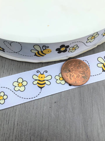 Bee and Flower Grosgrain Ribbon - Premium  from Smart as a button - Just £2.50! Shop now at Smart as a button