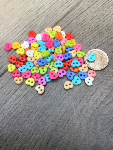6mm Mini Dolls Buttons Heart Shaped Asst Colours & Packs Dolls Clothes Buttons - Premium Buttons from Smart as a button - Just £2! Shop now at Smart as a button