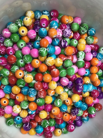 8MM Drawbench Assorted Colour Beads with a White Swirl - Premium from Smart as a button - Just £2.25! Shop now at Smart as a button