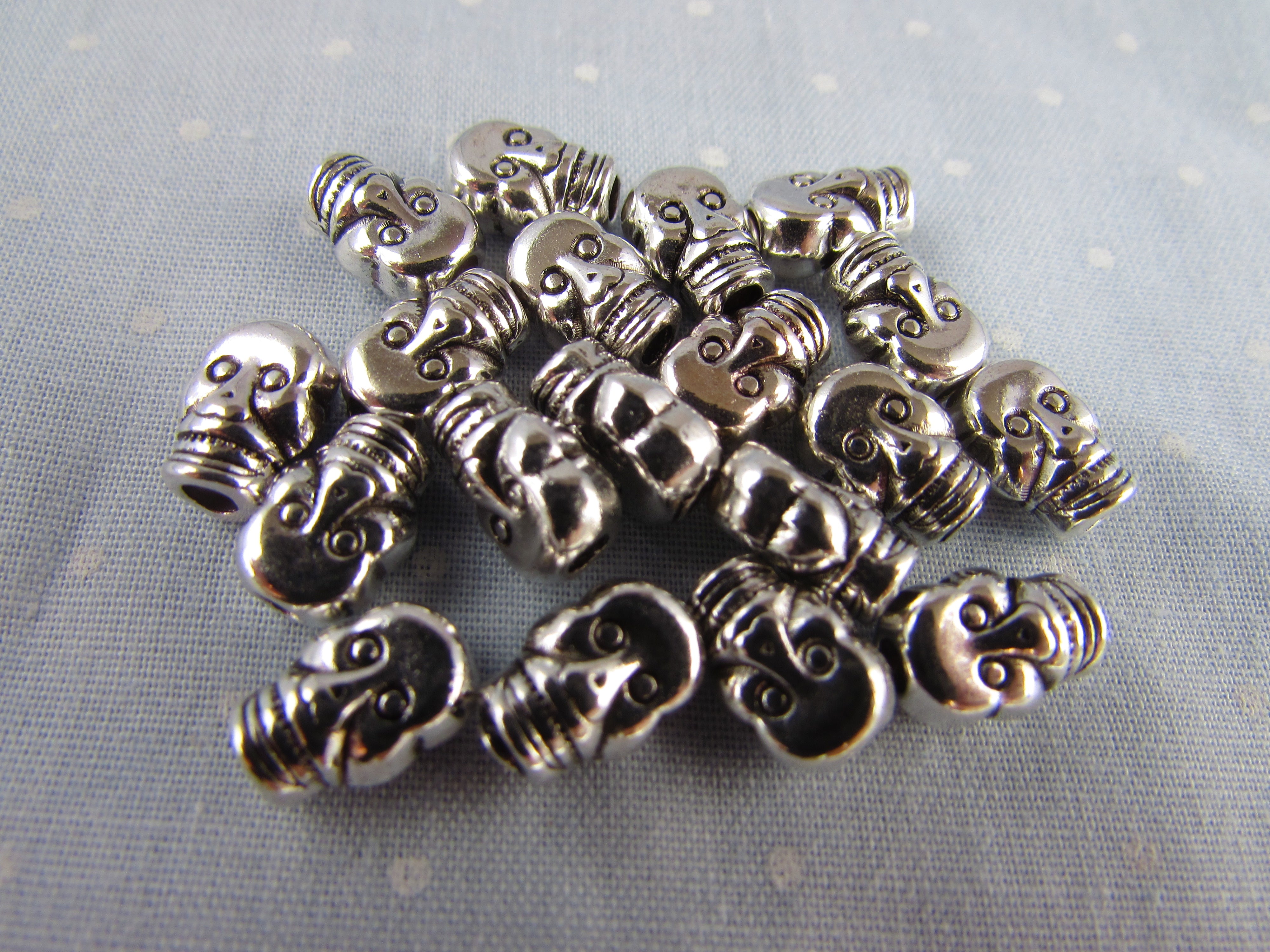 9mm Tibetan Silver Skull Beads Single bead
