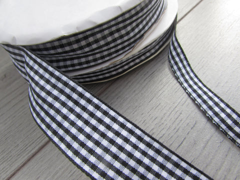 25mm and 10mm Black and White Gingham Ribbon - Premium  from Smart as a button - Just £1.75! Shop now at Smart as a button