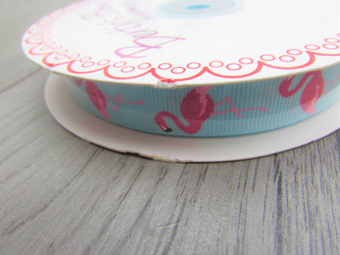 16mm Blue Ribbon with Pink Flamingo Various Lengths Berties Bows Grosgrain - Premium Craft from Berisfords - Just £2.75! Shop now at Smart as a button