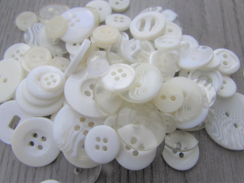 Mixed Button Assortment in Cream, Ivory and White Buttons assorted Sizes 50g - Premium Buttons from Smart as a button - Just £2.25! Shop now at Smart as a button
