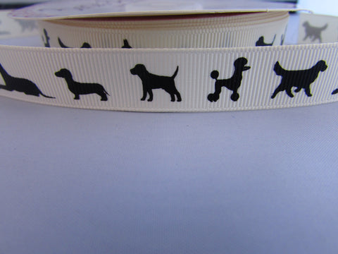 16mm  Ivory Ribbon Dog Silhouette Design Various Lengths Grosgrain Reel Chic - Premium Craft from jaytrim - Just £2.75! Shop now at Smart as a button