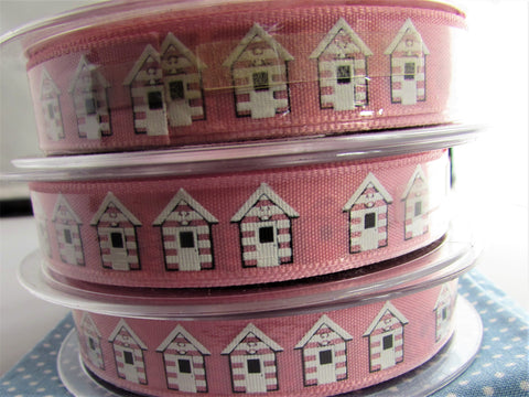 Pink Beach Hut Ribbon - Premium Craft from Berisfords - Just £2.75! Shop now at Smart as a button