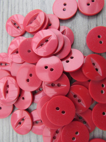 11mm & 19mm Buttons Red Fisheye  Buttons 2 Hole Pks 10, 20, 50, 100 - Premium Buttons from jaytrim - Just £2! Shop now at Smart as a button