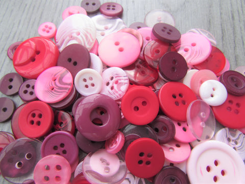 50g Pink, Red and Mauve Button Assortment - Premium Buttons from jaytrim - Just £2.50! Shop now at Smart as a button