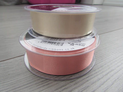 15mm or 25mm Rose Gold or Cream Double Satin Ribbon - Premium  from Smart as a button - Just £2.35! Shop now at Smart as a button