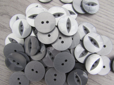 11mm & 19mm Buttons Smoke Grey Fisheye Buttons 2 Hole Pks 10, 20, 50, 100 - Premium Buttons from jaytrim - Just £2! Shop now at Smart as a button