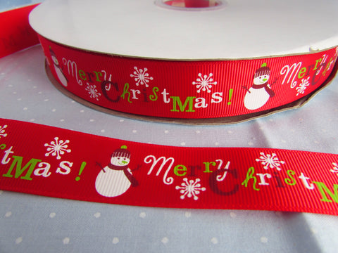 Red Grosgrain with Snowman Ribbon - Premium Ribbon from Smart as a button - Just £2.50! Shop now at Smart as a button