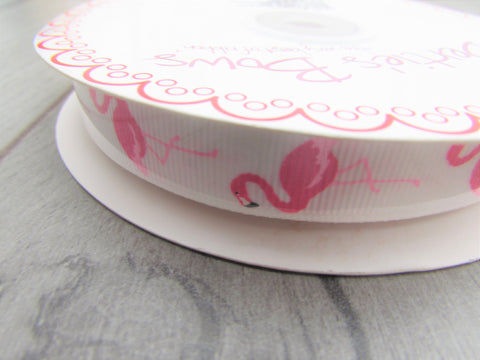 16mm White Ribbon with Pink Flamingo Various Lengths Berties Bows Grosgrain - Premium Craft from Berisfords - Just £2.75! Shop now at Smart as a button