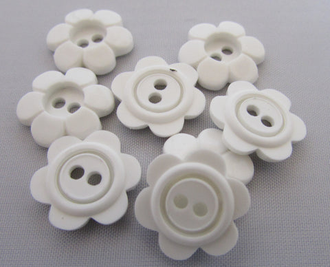 Baby Buttons 11mm & 15mm White Daisy Shaped Flower Buttons Asst Pk Sizes - Premium Buttons from jaytrim - Just £0.40! Shop now at Smart as a button