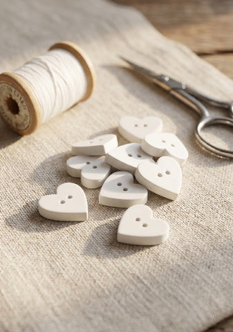 19mm White Heart Buttons