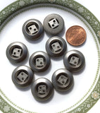 Pack of 9 Vintage 21mm Silver Pre loved Buttons with Sunken Centre and Square Detail