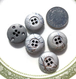 Pack of 5 Vintage Lightweight Pre loved Buttons with Silver Foil Pattern 21mm
