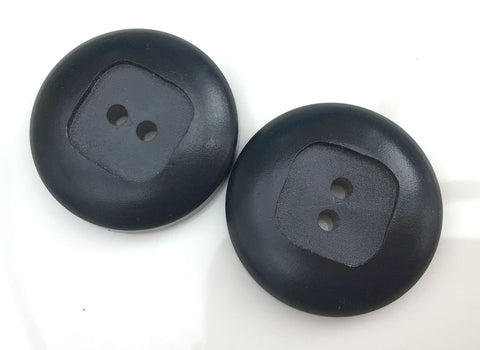 Pair of Vintage Chunky 30mm Black Buttons - Pre-loved