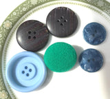 75g Vintage and Pre loved Buttons in Blue and Green Asst 1