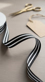 9mm Black and White Stripe Ribbon