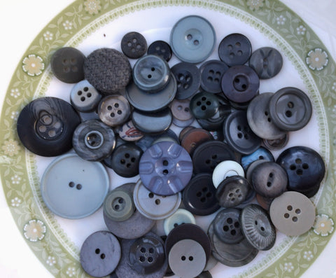 50g Grey Assorted Vintage and Pre loved buttons Asst 2
