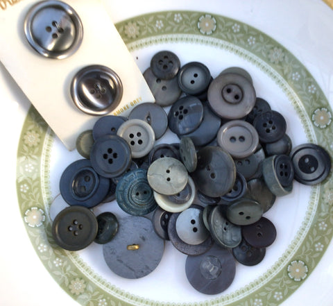 50g Grey Assorted Vintage and Pre loved buttons Asst 3