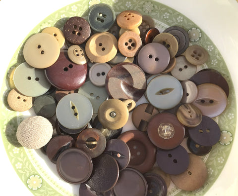 Vintage Brown Pre Loved Buttons Assortment 1