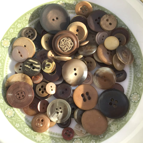 Vintage Brown Pre Loved Buttons Assortment 3