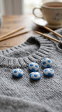 13mm Blue and White Football Buttons