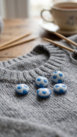 13mm Blue and White Football Buttons