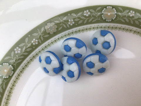 13mm Blue and White Football Buttons