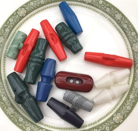 Vintage Brightly Coloured Toggle Buttons