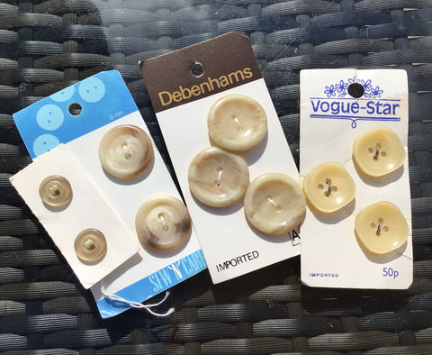 Ivory and Cream Vintage Pre Loved Carded Buttons