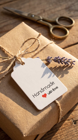 Handmade with Love White Price Tags, Gift Labels, Craft Tags, Wedding Tags