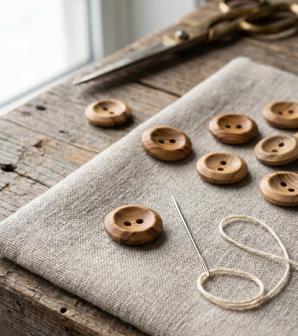 Round Olive Wood Wooden Buttons