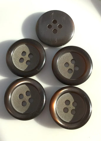 Pack of 5 Vintage Brown 19mm Buttons