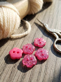 10mm Pink Glitter Flower Buttons Baby Buttons
