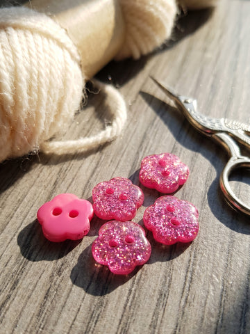 10mm Pink Glitter Flower Buttons Baby Buttons