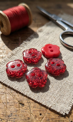 10mm Red Glitter Flower Buttons Baby Buttons
