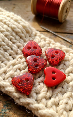 10mm Red Glitter Heart Buttons Baby Buttons