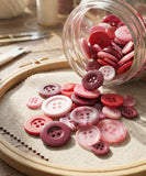 50g Pink, Red and Mauve Buttons Assortment