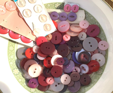 Vintage Red, Pink and Purple Fisheye Buttons