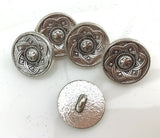 15mm Tibetan Silver Round Flower Button
