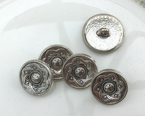 15mm Tibetan Silver Round Flower Button