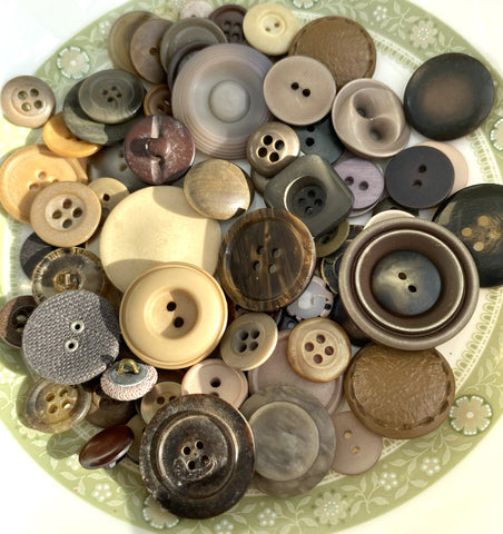 Vintage Brown Pre Loved Buttons Assortment 3